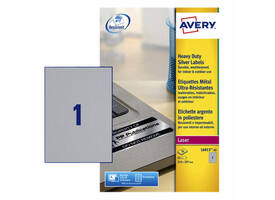 Etiket Avery L6013-20 210x297mm zilver 20 stuks