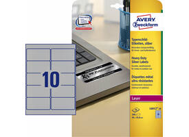 Etiket Avery L6012-20 96x50.8mm zilver 200 stuks