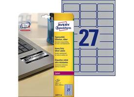 Etiket Avery L6011-20 63.5x29.6mm zilver 540 stuks