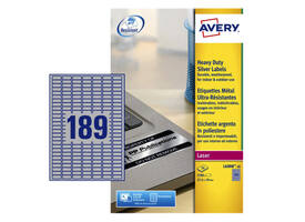Etiket Avery L6008-20 25.4x10mm zilver 3780 stuks