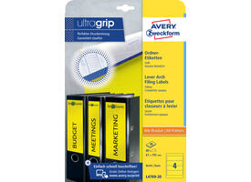 Rugetiket Avery breed 61x192mm zelfklevend geel 20 vel
