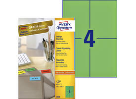 Etiket Avery 3458 105x148mm A6 groen 400 stuks