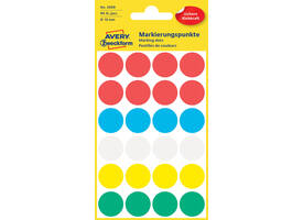 Etiket Avery 3089 rond 18mm assorti 96 stuks