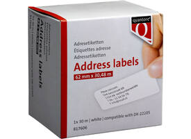 Labeletiket Quantore DK-22205 doorlopend 62mm 1 rol á 30m wit