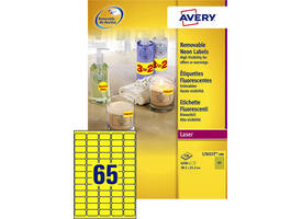 Etiket Avery L7651Y-100 38.1x21.2mm neon geel 6500 stuks