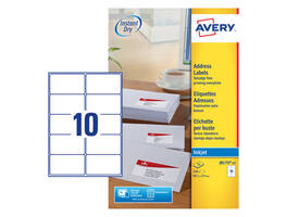 Etiket Avery J8173-25 99.1x57mm wit 250 stuks