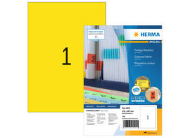Etiket HERMA 4401 210x297mm A4 geel 100 stuks
