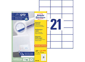 Etiket Avery 3652-200 70x42.3mm wit 4200 stuks