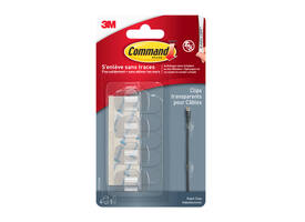 Kabelklem Command rond incl bevestigingsstrips transparant 4 stuks