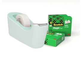 Plakbandhouder Scotch C18 mint + 4 rollen magic tape 19mmx33m