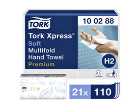 Handdoek Tork H2 Xpress Premium multifold 2-laags 212x340mm 21x110 vel wit 100288