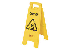 Waarschuwingsbord Rubbermaid tweezijdig meertalig 64cm geel