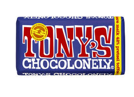Chocolade Tony's Chocolonely donker melk pretzel toffee reep 180gr