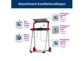 Poetspapierdispenser Tork W1 Performance vloerstandaard rood 652008