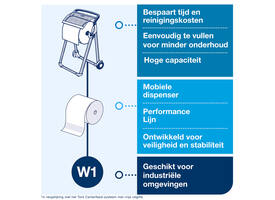 Poetspapierdispenser Tork W1 Performance vloerstandaard rood 652008