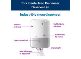 Poetspapierdispenser Tork M2 Elevation wit 559000