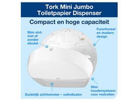 Toiletpapierdispenser Tork T2 Elevation jumbo klein wit 555000
