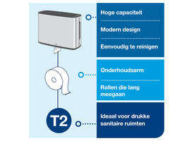 Toiletpapierdispenser Tork T2 Image Line jumbo klein zilver 460006