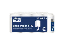Poetspapier Tork M1 Basic Universal 1-laags 120m wit 120123