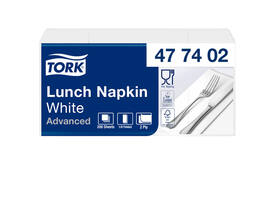 Lunchservet Tork Advanced 1/8 vouw 2-laags 328x325mm 200 vel wit 477402