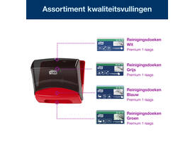 Reinigingsdoekdispenser Tork W4 Performance gevouwen rood 654008