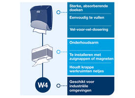 Reinigingsdoekdispenser Tork W4 Performance gevouwen rood 654008