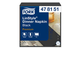 Dinerservet Tork Linstyle Premium 1/8 vouw 1-laags 390x390mm 50 vel zwart 478151