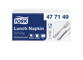 Lunchservet Tork Advanced 1/4 vouw 2-laags 328x325mm 200 vel wit 477149