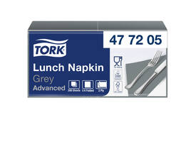 Lunchservet Tork Advanced 1/4 vouw 2-laags 328x325mm 200 vel grijs 477205