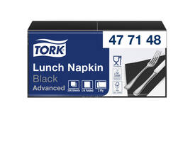 Lunchservet Tork Advanced 1/4 vouw 2-laags 328x325mm 200 vel zwart 477148