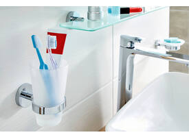 Bekerhouder tesa® Smooz hoogglans verchroomd metaal zelfklevend