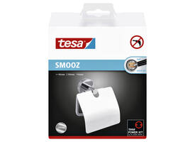 Toiletrolhouder met deksel tesa® Smooz hoogglans verchroomd metaal zelfklevend