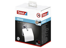Toiletrolhouder met deksel tesa® Smooz hoogglans verchroomd metaal zelfklevend