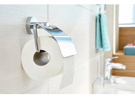 Toiletrolhouder met deksel tesa® Smooz hoogglans verchroomd metaal zelfklevend
