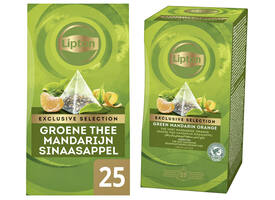 Thee Lipton Exclusive groene thee mandarijn sinaasappel 25 pramidezakjesx2gr