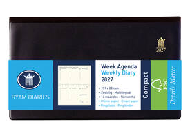 Agenda 2027 Ryam Compact Suprema 7dagen/2pagina's ringplastic zwart