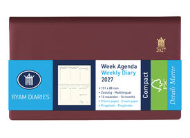 Agenda 2027 Ryam Compact Suprema 7dagen/2pagina's ringplastic bordeaux