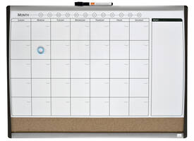 Whiteboard Nobo magnetische planner met prikbord van kurk 58,5x43cm