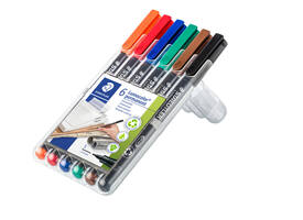 Viltstift Staedtler Lumocolor 313 permanent S set à 6 stuks assorti