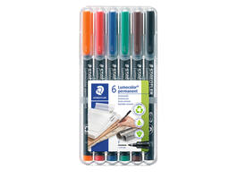 Viltstift Staedtler Lumocolor 318 permanent F set à 6 stuks assorti