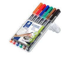 Viltstift Staedtler Lumocolor 318 permanent F set à 6 stuks assorti