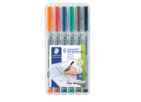 Viltstift Staedtler Lumocolor 315 non permanent medium assorti 6 stuks