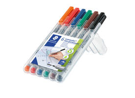 Viltstift Staedtler Lumocolor 315 non permanent medium assorti 6 stuks