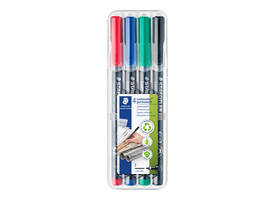 Viltstift Staedtler Lumocolor 318 permanent F set à 4 stuks assorti
