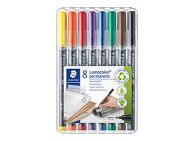 Viltstift Staedtler Lumocolor 318 permanent F set à 8 stuks assorti