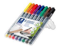 Viltstift Staedtler Lumocolor 318 permanent F set à 8 stuks assorti