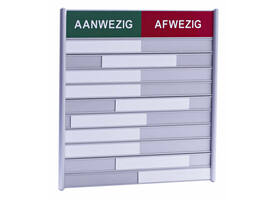 Aan- afwezigheidsbord voor 10 namen