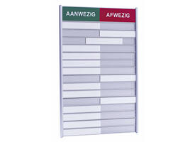 Aan- afwezigheidsbord voor 15 namen