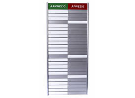 Aan- afwezigheidsbord voor 25 namen