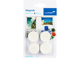 Magneet Legamaster 30mm 850gr wit 4 stuks